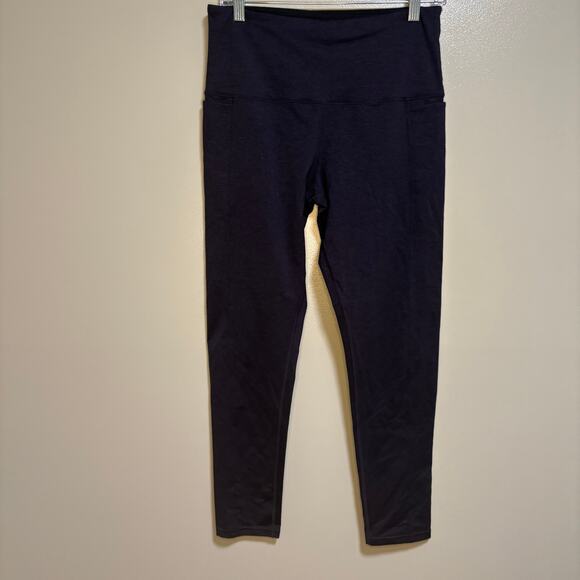 Tuff Athletics Navy Burnout Cropped High Rise Leggings Pockets Medium Activewear - Picture 1 of 8